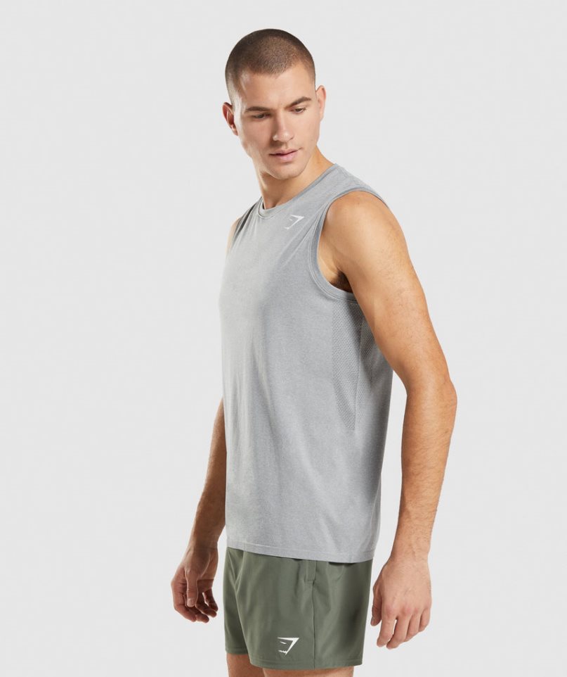 Men's Gymshark Arrival Seamless Tanks Grey | NZ 0GJURM